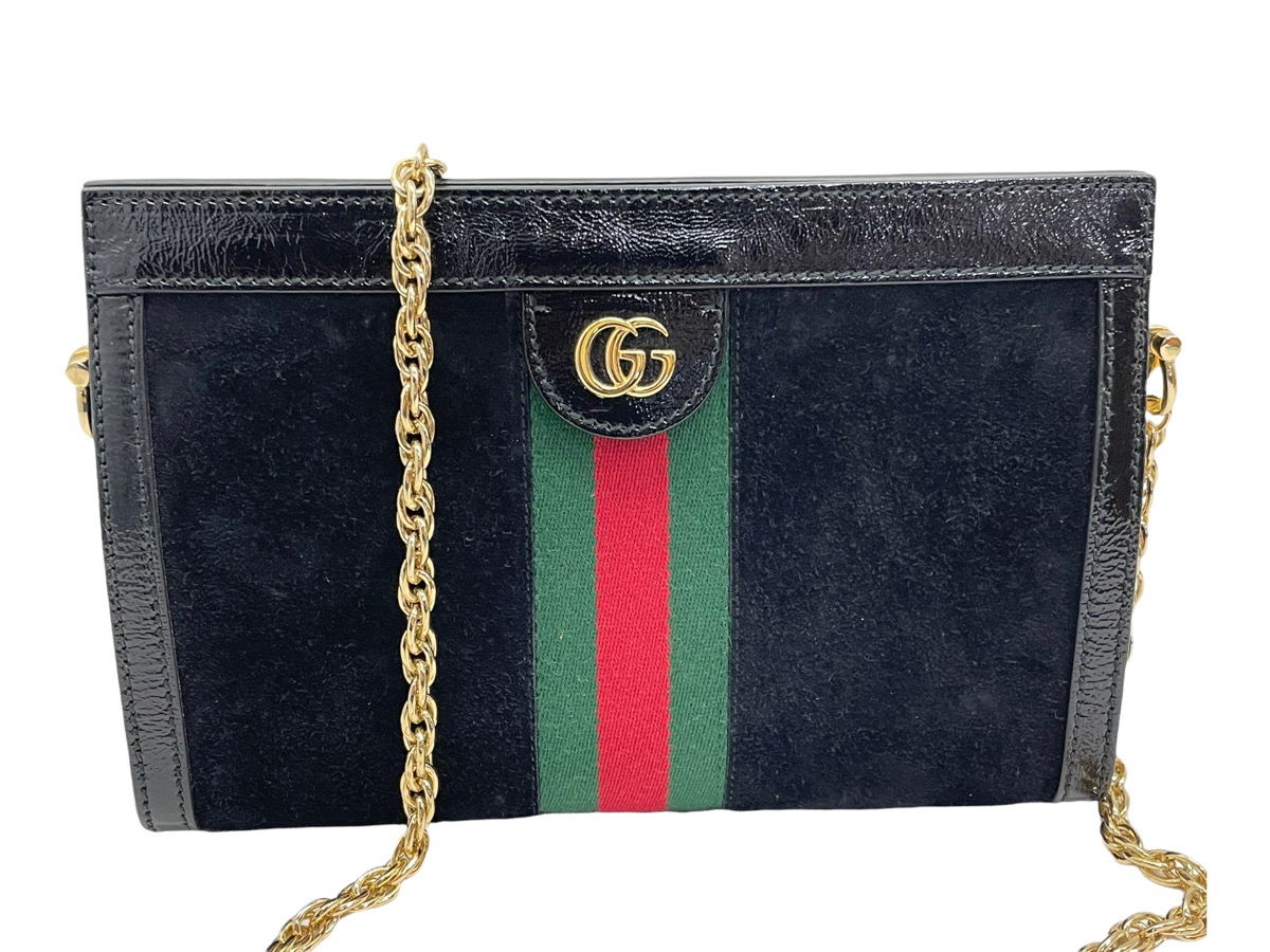 Gucci Ophidia Black Suede Small Shoulder Bag 503877 Very Good