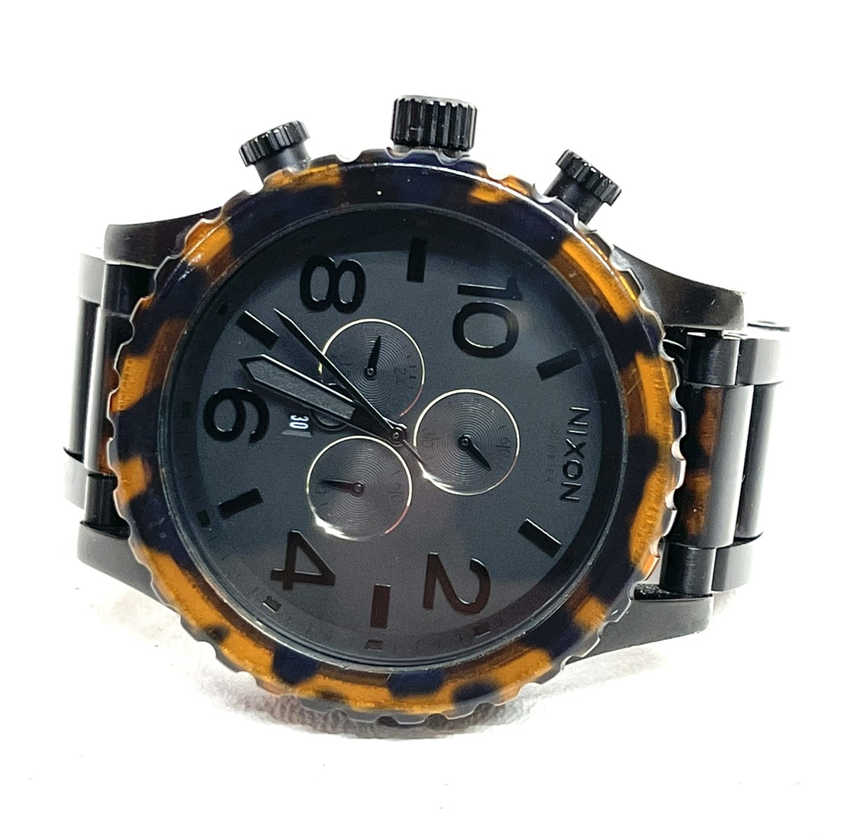 Nixon 5130 Chrono Matte Black/Dark Tortoise Men's Watch! Good