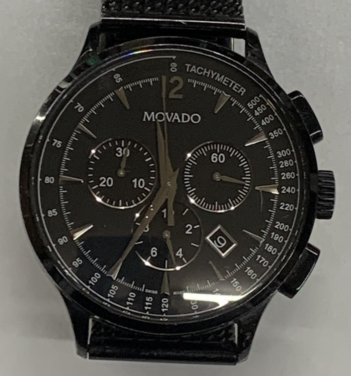 Movado BlackFace Chronograph Men's Watch with Date Black Band
