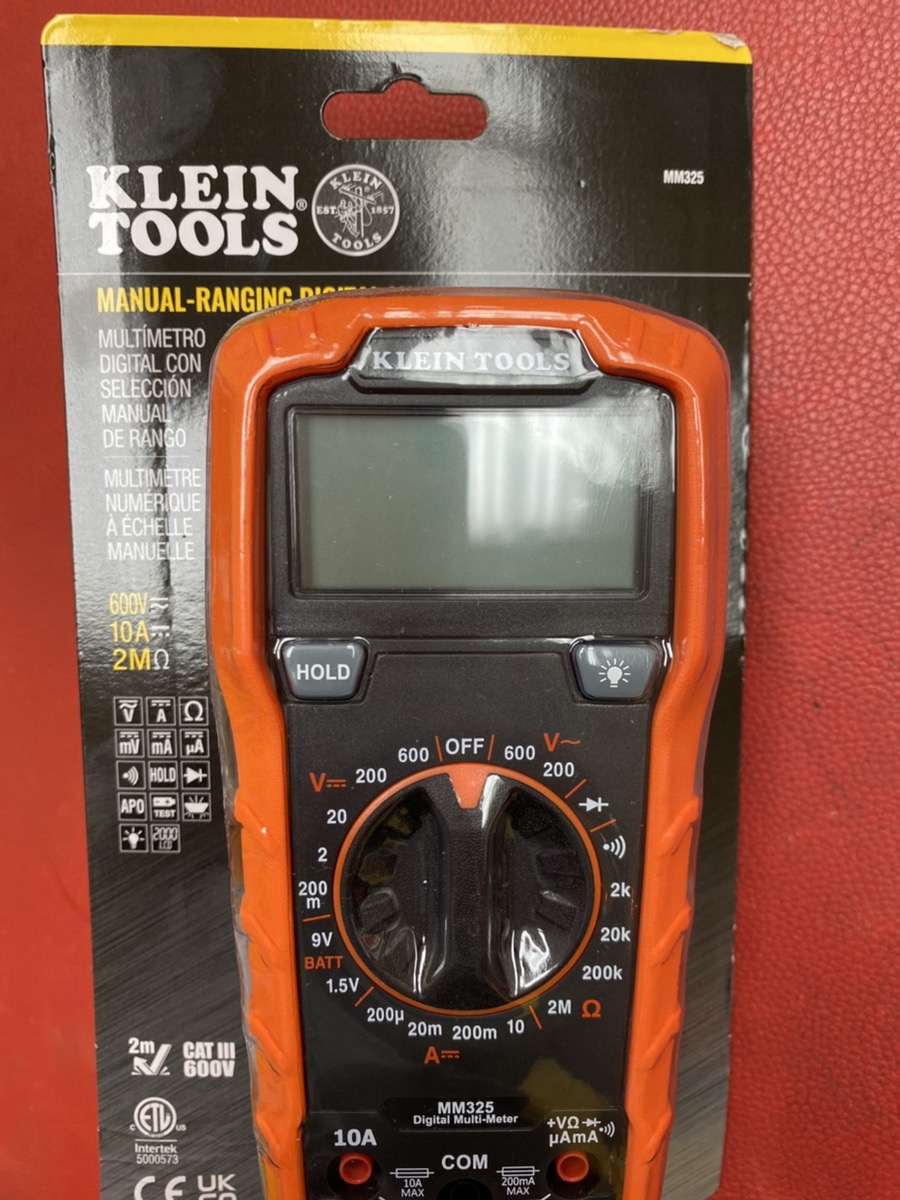 Klein Tools MM325 Digital Multimeter, ManualRanging, 600V AC/DC