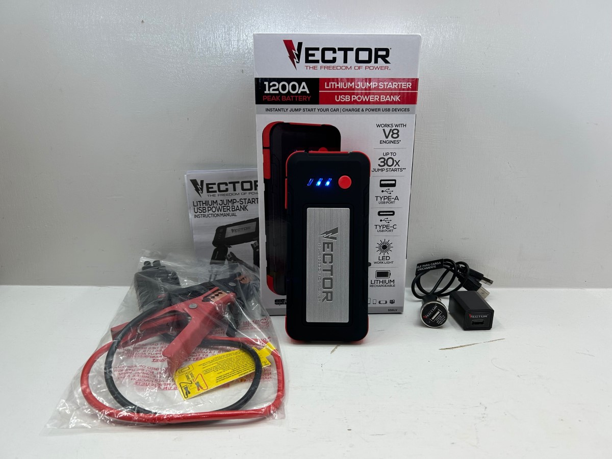 Vector SS6Lv, Silver 1200A Peak Battery Lithium Jump Starter Usb Power