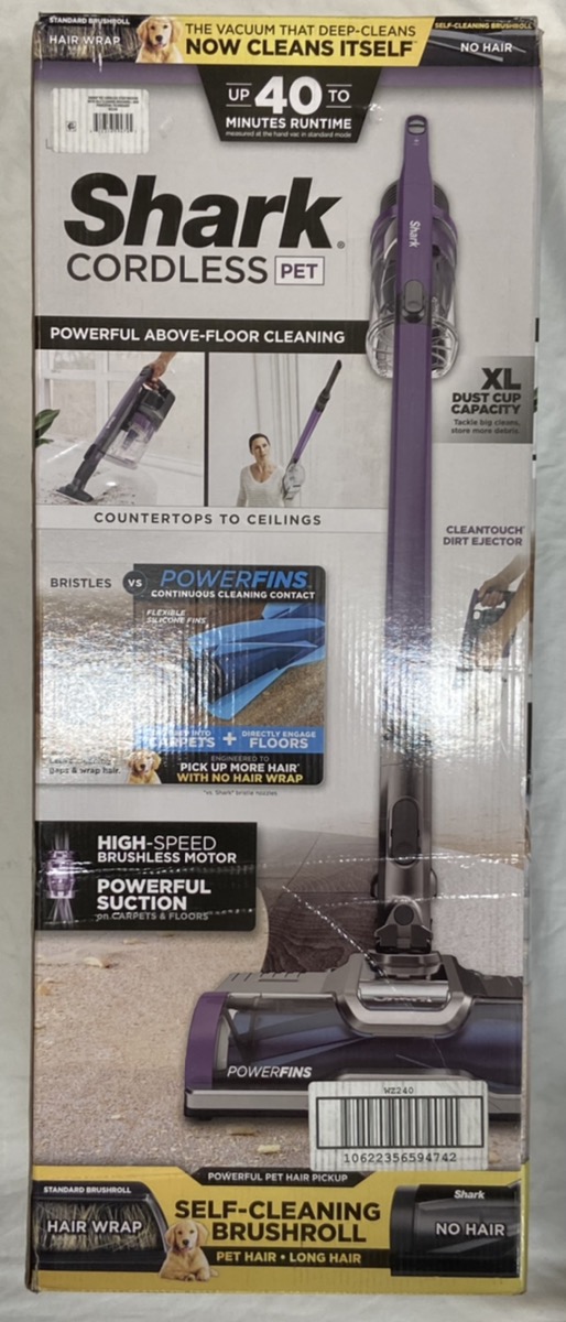 SHARK PET CORDLESS STICK VACUUM W/ POWERFINS TECHNOLOGY WZ240 Brand New