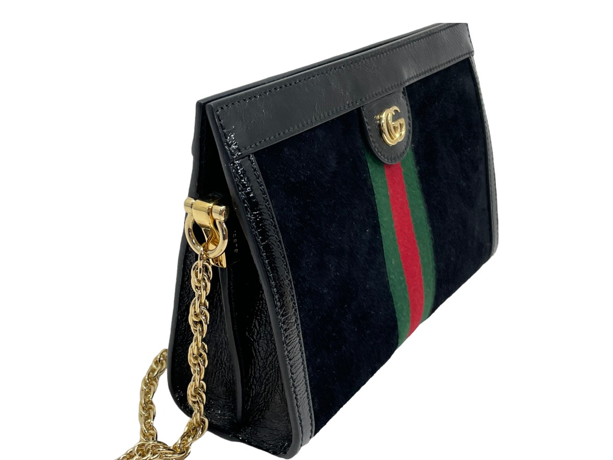 Gucci Ophidia Black Suede Small Shoulder Bag 503877 Very Good