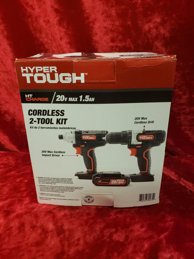 HYPER TOUGH DRILL AND IMPACT DRIVER SET AQ90185G Brand New HFO