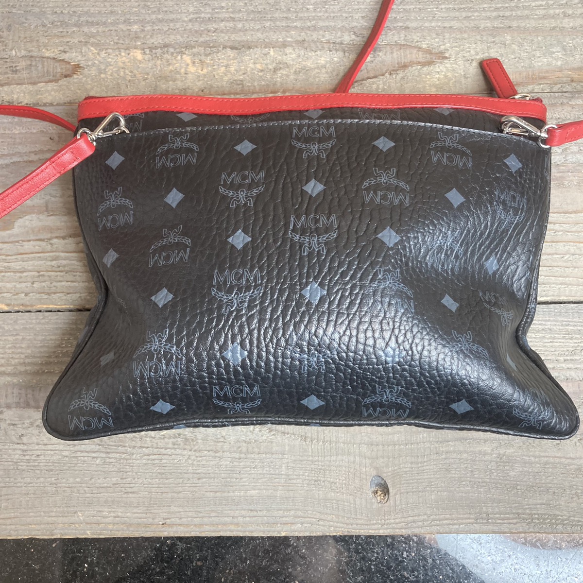 MCM Crossbody Pouch Visetos Black Red Original Very Good Buya