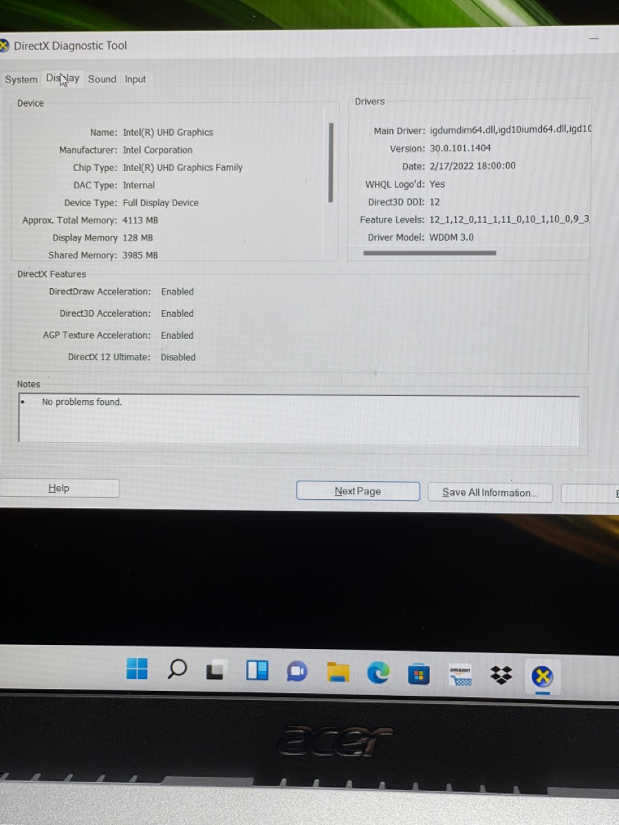 ACER ASPIRE 3 N20C5 i3-1115G4 8GB RAM 250GB 15" LAPTOP (mae) Brand New ...