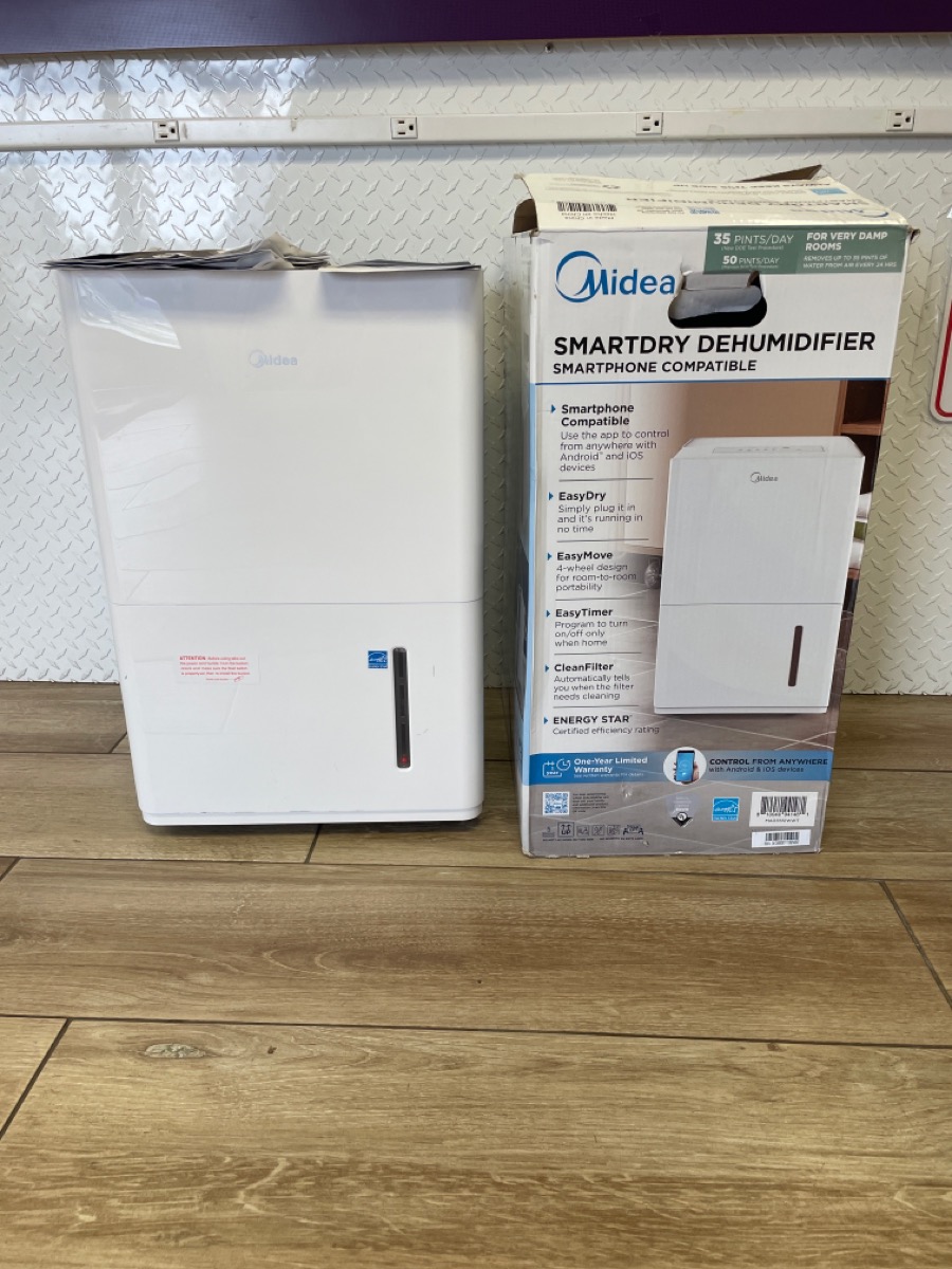 Midea MAD35S1WWT 35Pint Energy Star Smart White Dehumidifiers