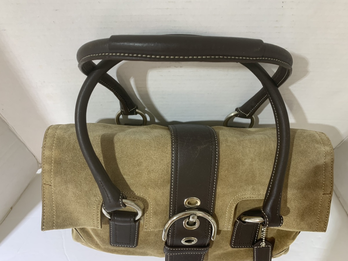 Coach Camel Tan Suede Leather Buckle Flap Top Handbag Good | Carson Jewelry  & Loan | Carson City | NV