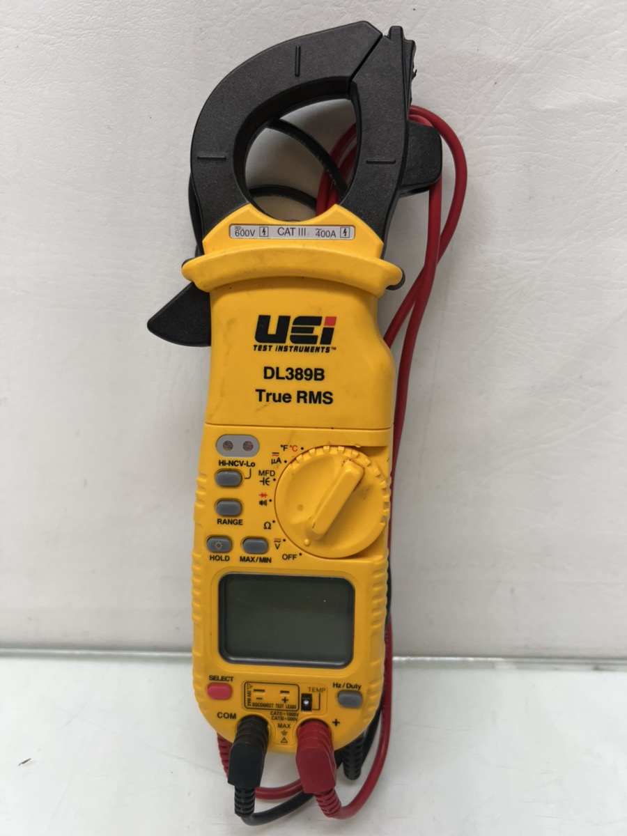UEI DL389B DIGITAL TRMS CLAMP METER MULTIMETER W/ CASE, MANUAL, TEST