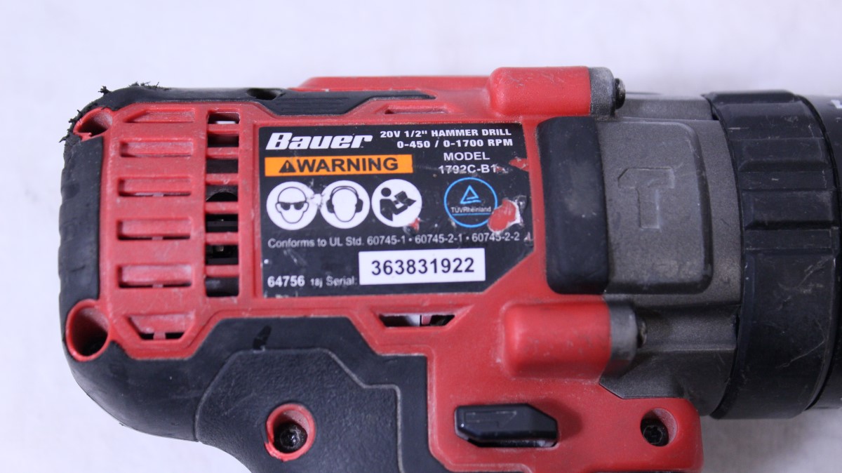 BAUER TOOLS 1781CB11/4" HEX 20V IMPACT DRIVER/1792CB1 20V 1/2" HAMMER