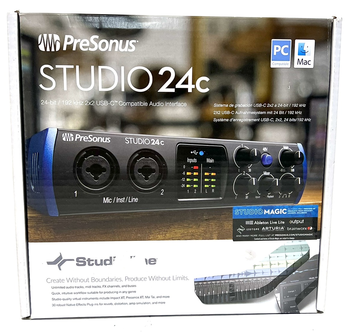 PreSonus Studio 24c USB-C 24-bit 2x2 USB Audio/MIDI Interface Brand New ...