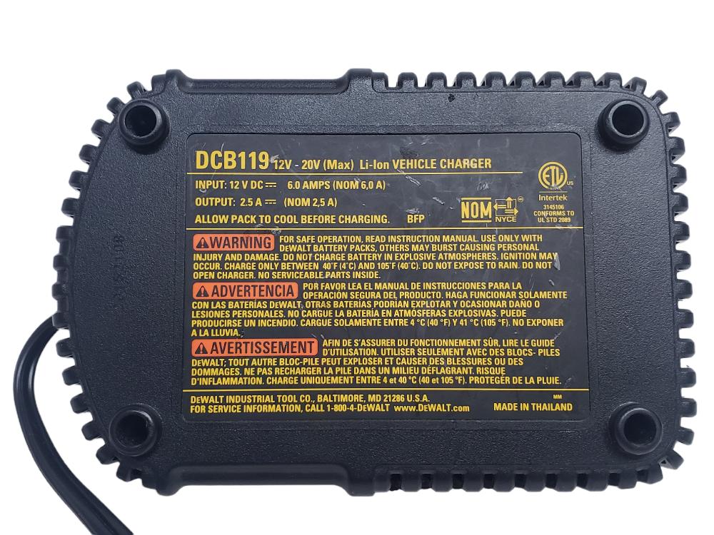 Dewalt Charger DCB119 Car Charging 12v & 20v Battery Charger! For parts