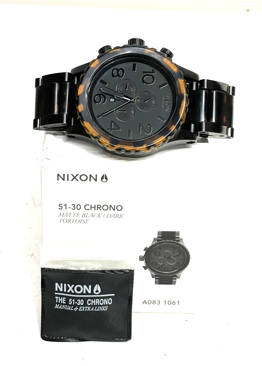 Nixon 5130 Chrono Matte Black/Dark Tortoise Men's Watch! Good