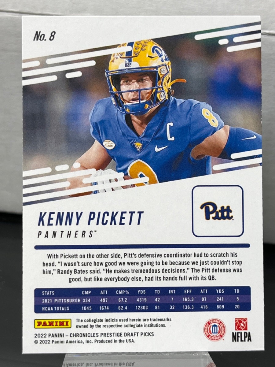 Kenny Pickett 2022 Chronicles Prestige Draft Picks Rookie Card RC Very
