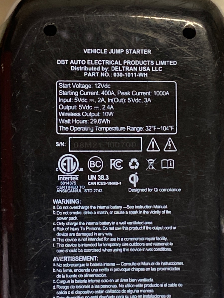 Battery Tender 1000 AMP Automotive Jump Starter for Gas and Diesel Engines Very Good Buya