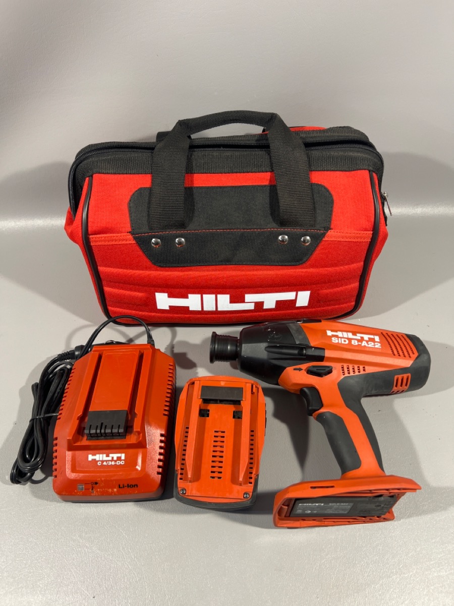 HILTI SID 8A22 22 VOLT 7/16" HEX IMPACT DRIVER, 1 BATTERY, CHARGER AND