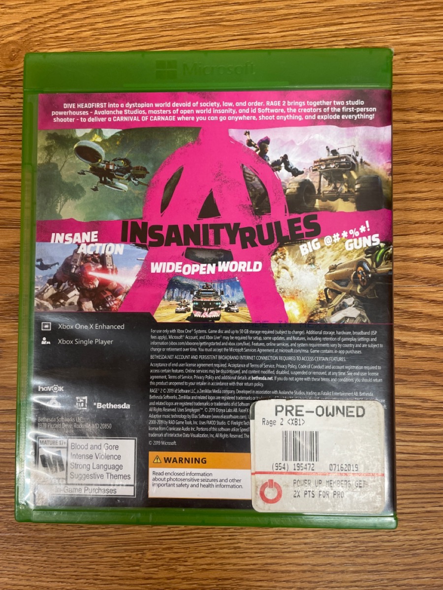 Microsoft Rage MICROSOFT RAGE 2*** IN STORE PICK UP ONLY*** Acceptable | Buya