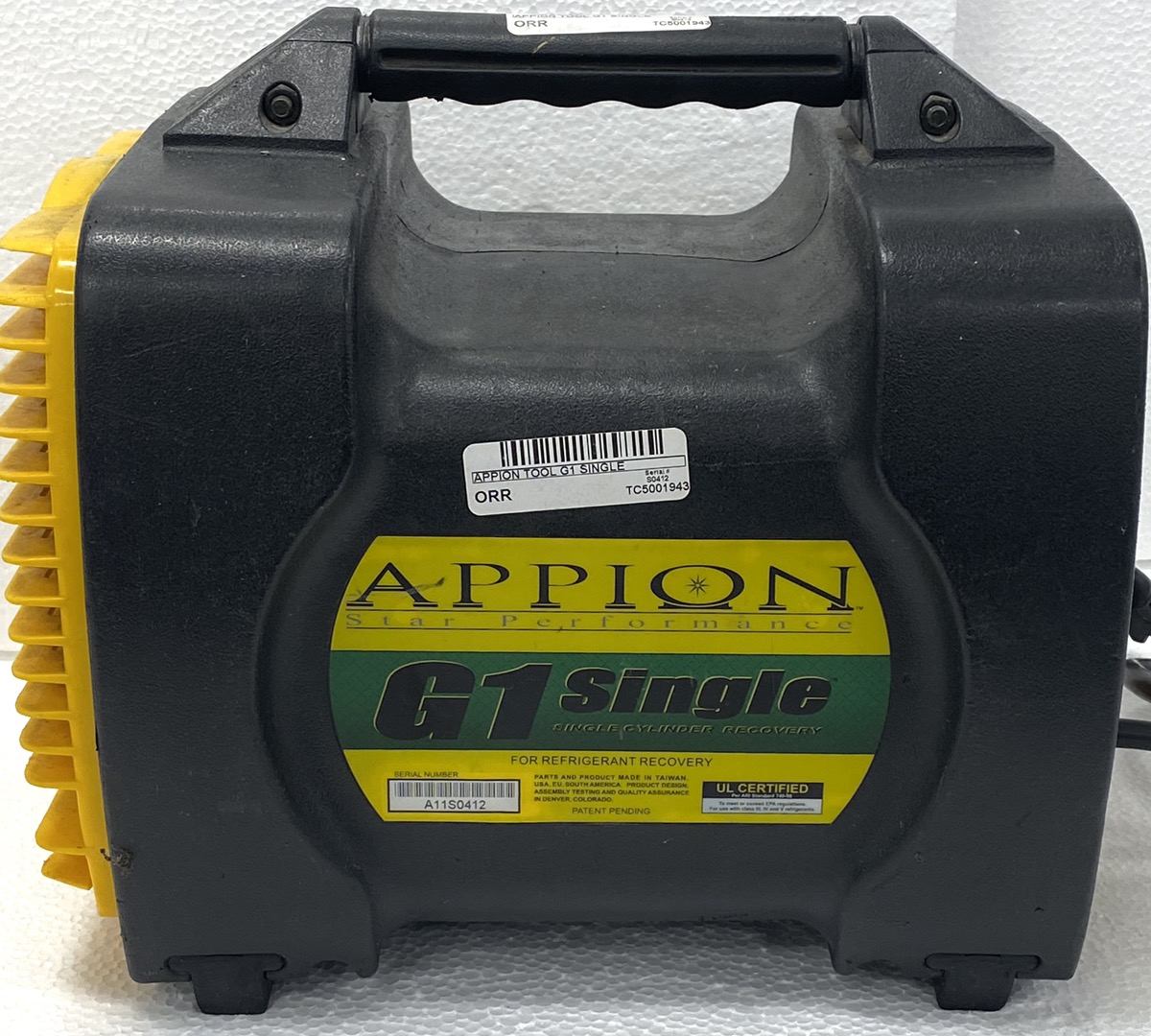 Appion G1SINGLE 115 Vac Refrigerant Recovery Machine G1 Single Good