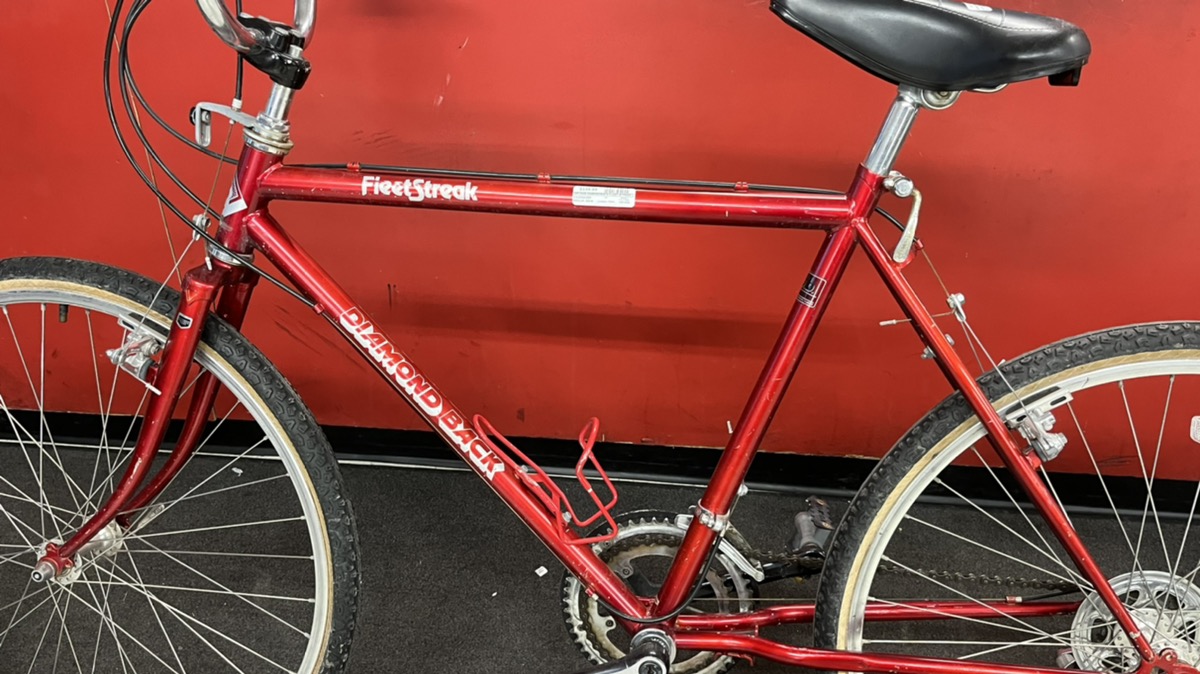 red hybrid bike