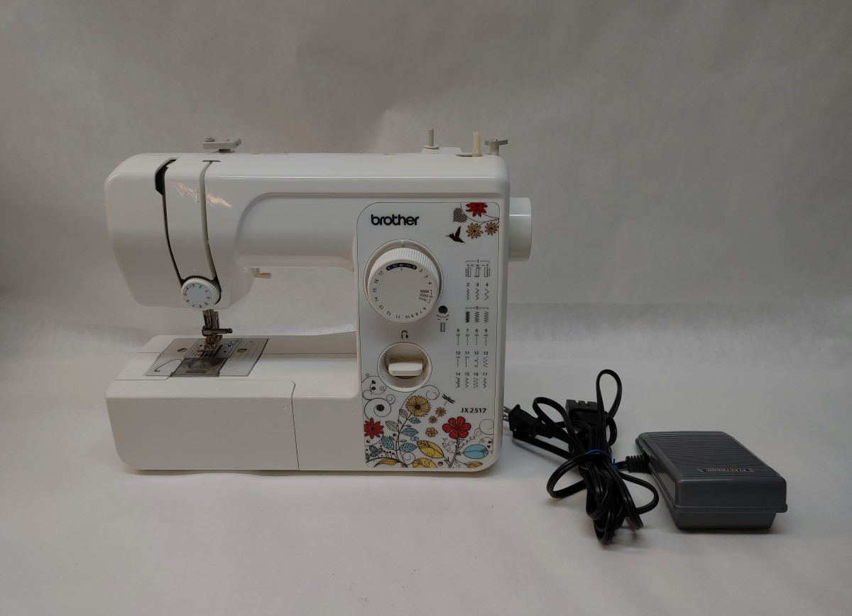 Brother JX2517 Lightweight Full Size Sewing Machine White W/Flowers