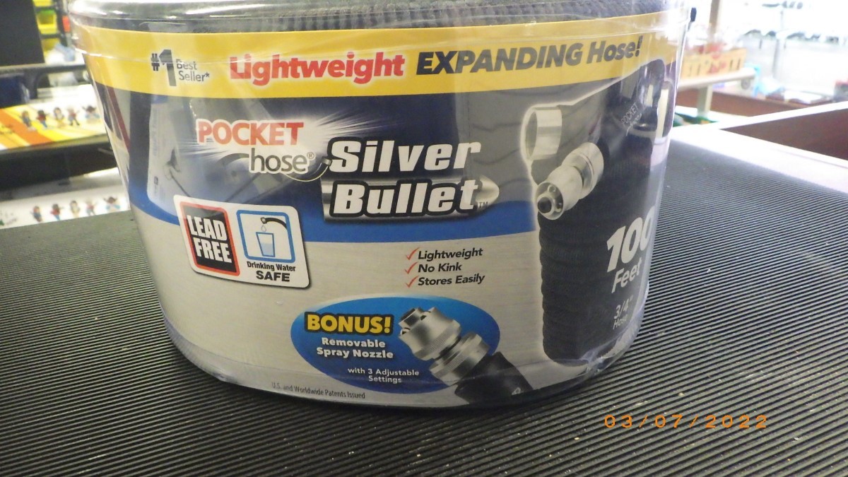 Pocket Hose Silver Bullet 3/4 in. D X 100 ft. L Expanding Black Plastic