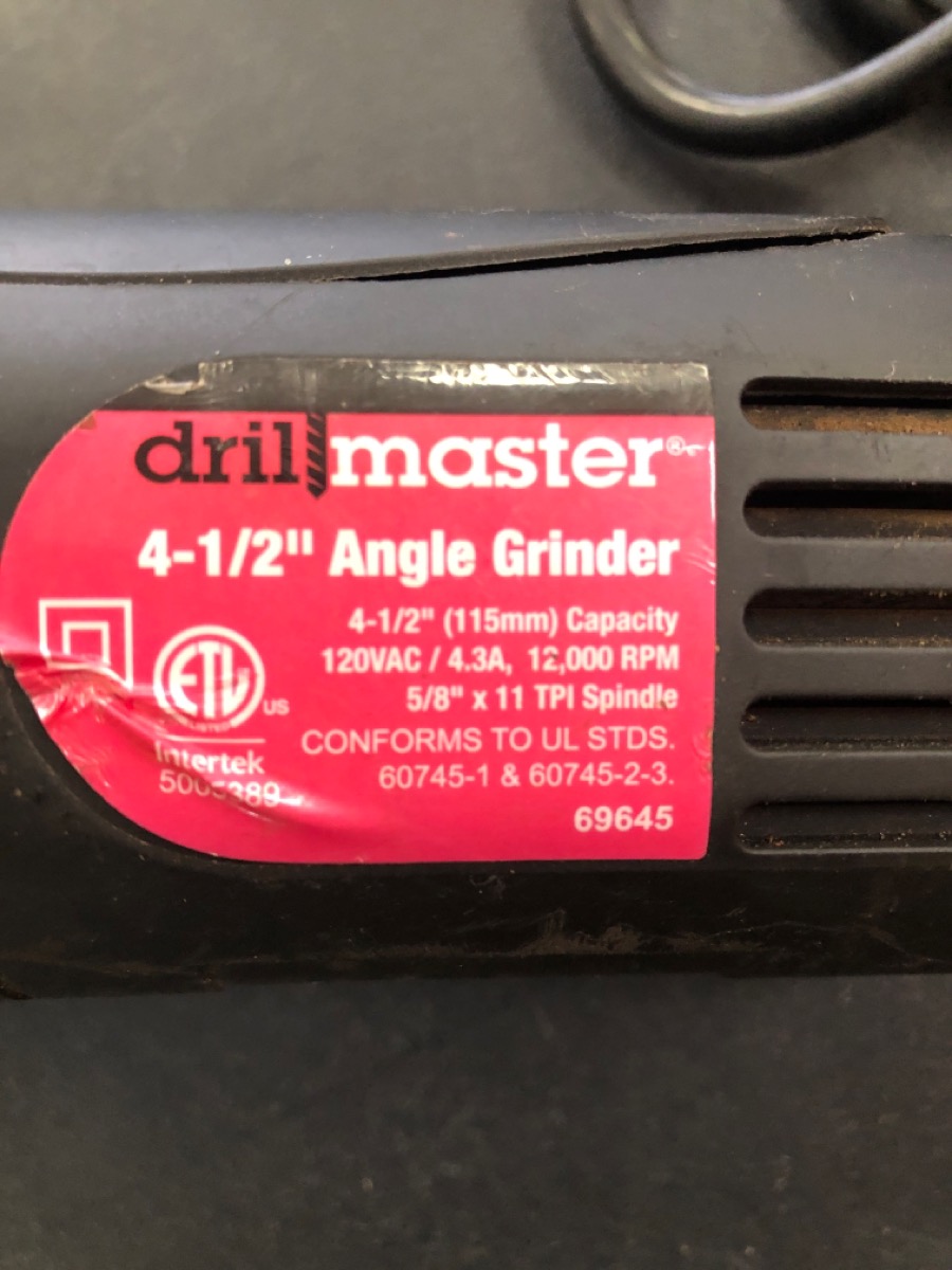 DRILL MASTER 69645 4 1/2" ANGLE GRINDER Good Buya