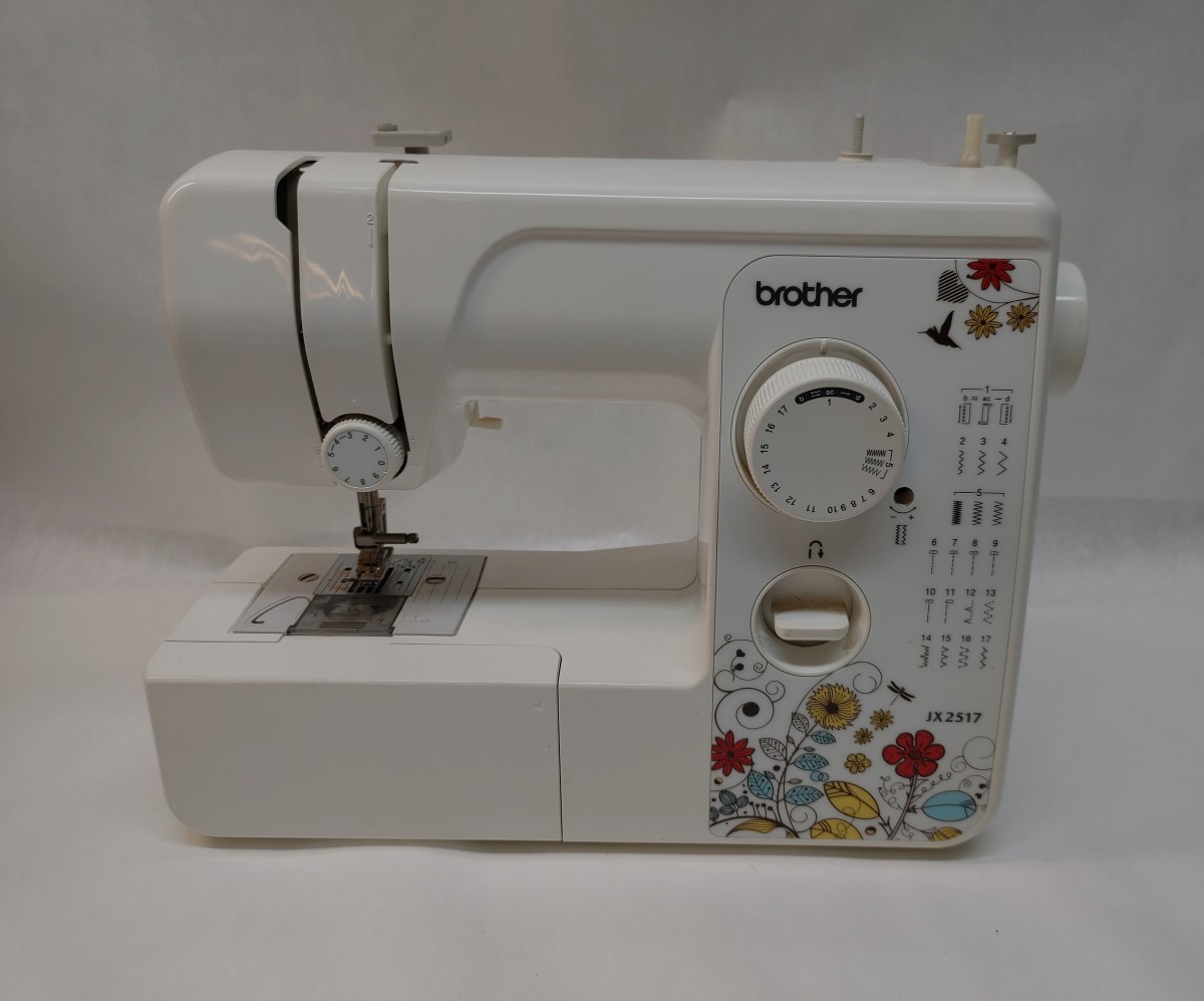 Brother JX2517 Lightweight Full Size Sewing Machine White W/Flowers