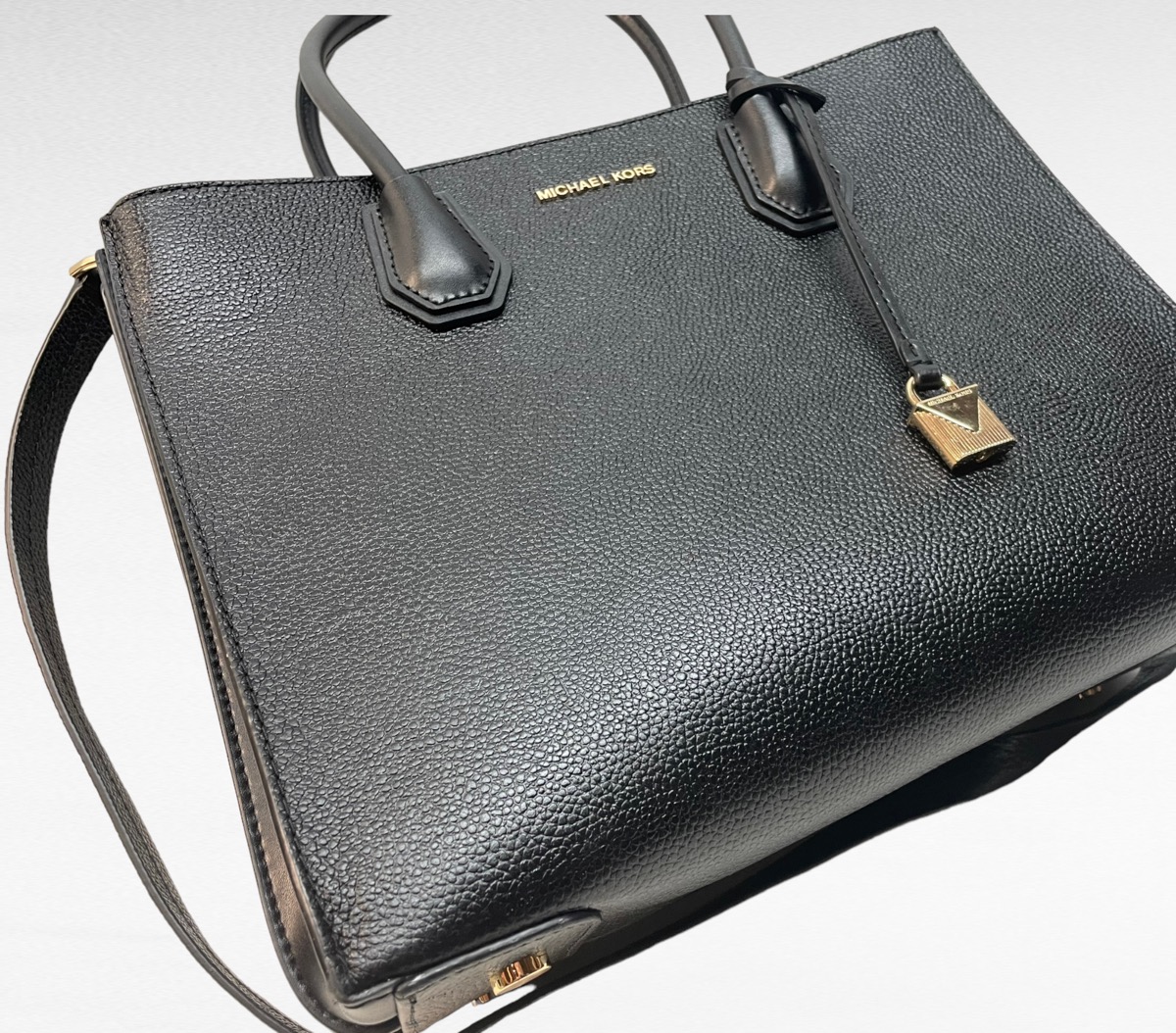 Mercer Large Pebbled Leather Accordion Tote Bag Black Like New