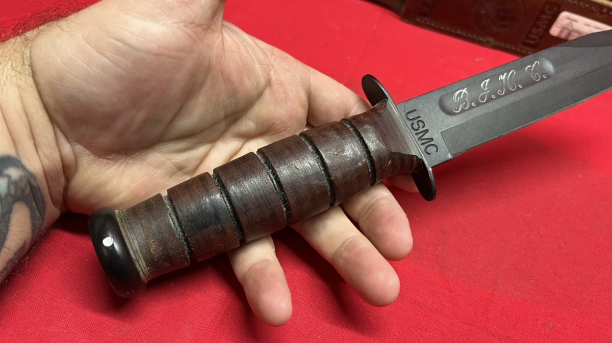 KA BAR US ARMY Knife Operation Iraqi Freedom U S ARMY 7 Blade Leather 