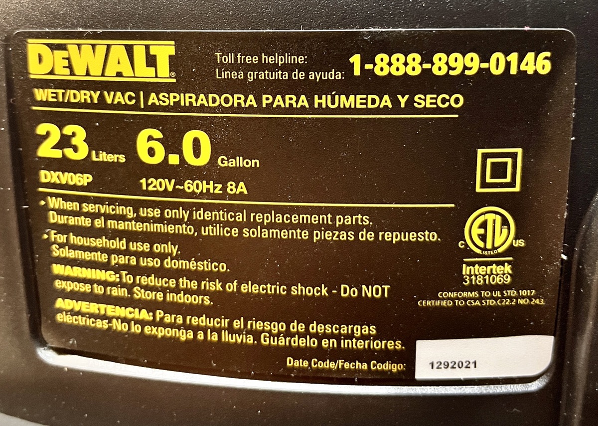 DEWALT DXV06P 6 Gallon Wet/Dry Vac w/Hose Brand New Heartland