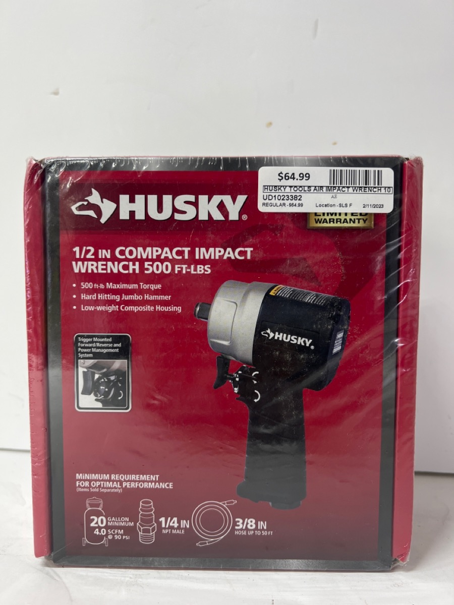 HUSKY 1/2" DRIVE COMPACT AIR IMPACT WRENCH. 1001 659 931, NEW SEALED