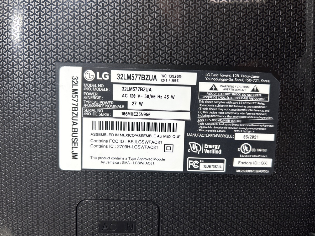 LG 32LM577BZUA 32" HD LED Smart TV - Black Very Good | Buya
