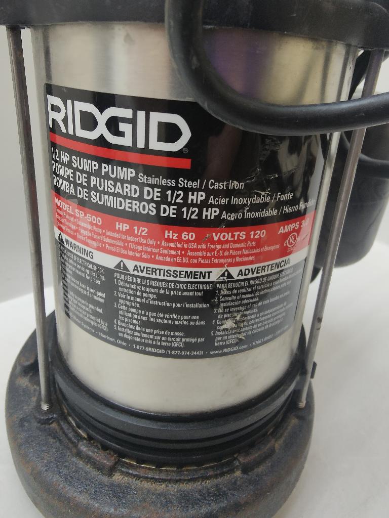 RIDGID SP500 1/2 HP Submersible Dual Suction Sump Pump Stainless