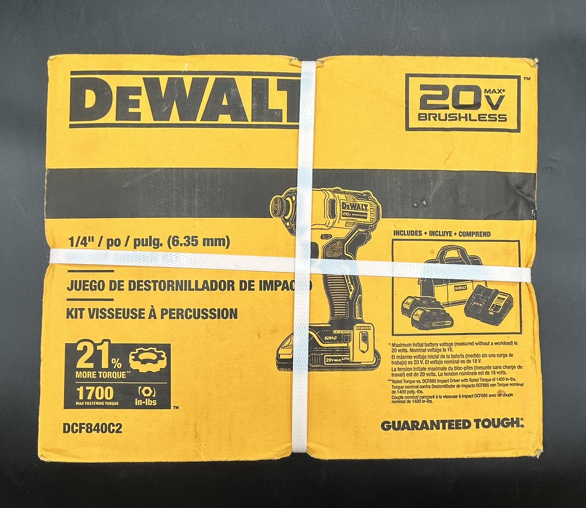 BRAND NEW DEWALT 1/4" IMPACT DRIVER KIT DCF840C2 2 BATTERIES AND BAG