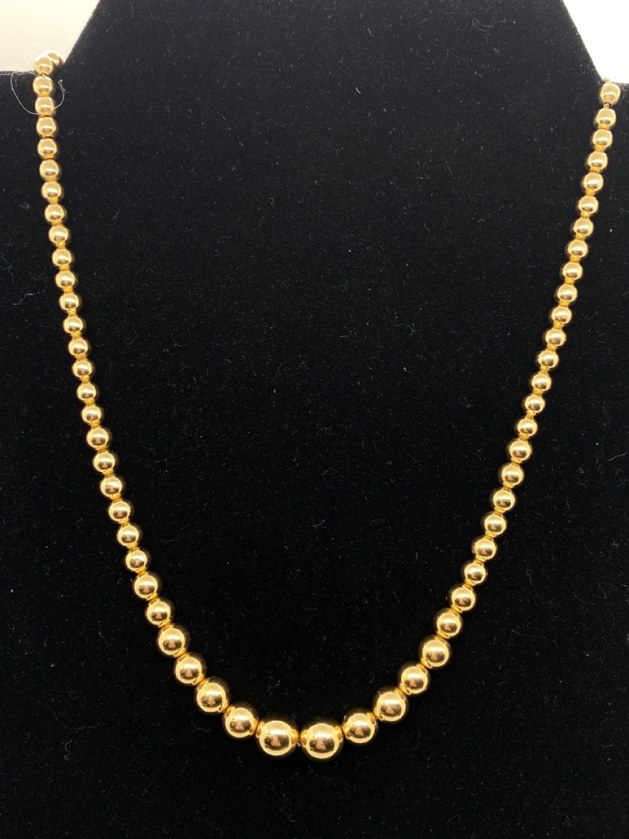 16" Gold Graduated Bead Necklace 14K Yellow Gold 12.6g Preowned Buya
