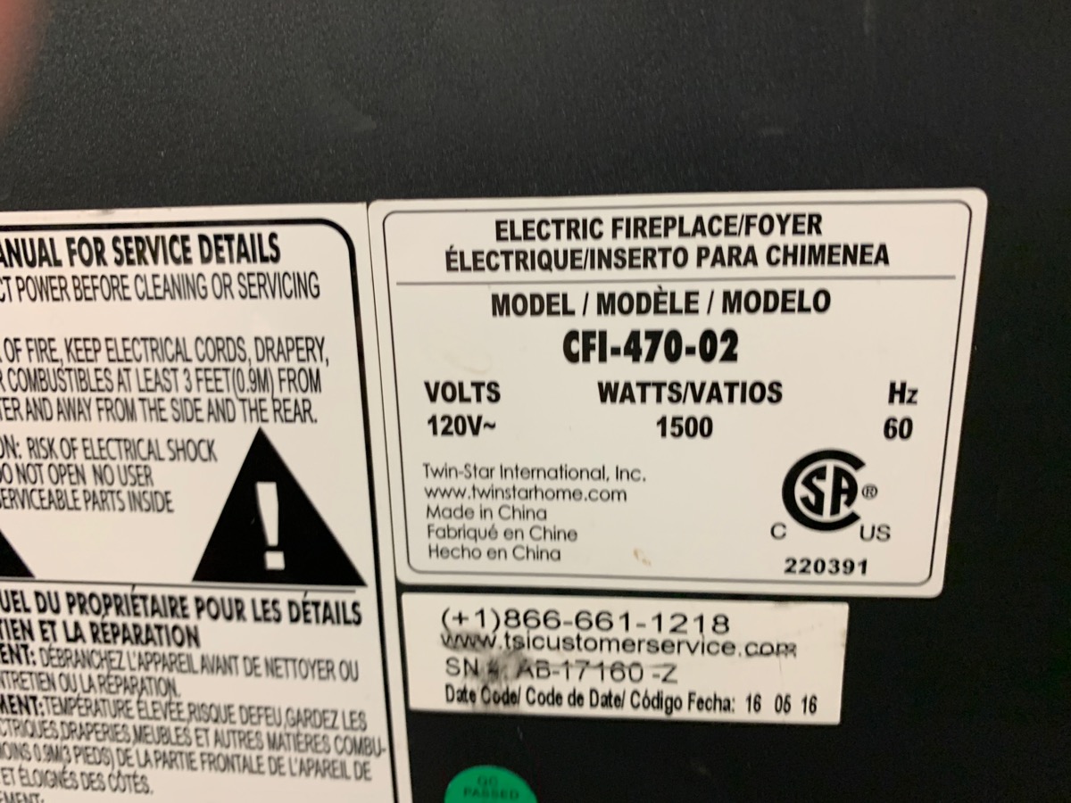 ChimneyFree 5,200 BTU Infrared Quartz Electric Space Heater PRE OWNED