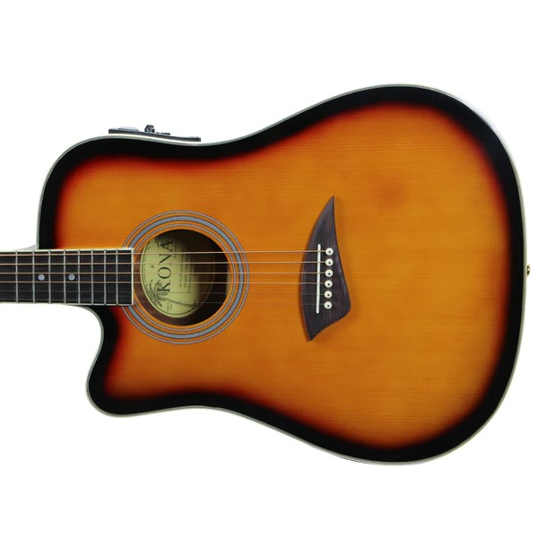 Kona K2 Series Left Handed Thin Body Acoustic Electric Guitar Sunburst ...