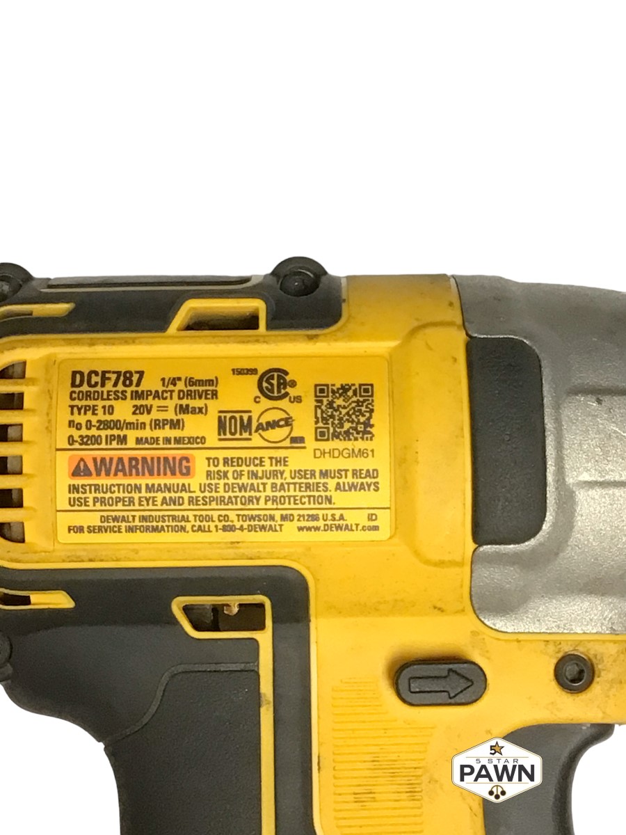 DEWALT DCF787 1/4" 20V CORDLESS BRUSHLESS IMPACT DRIVER TOOL ONLY