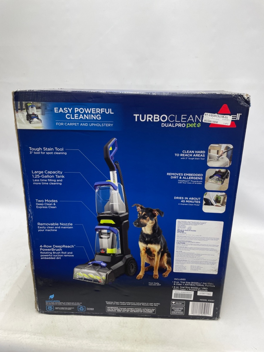 NEW IN BOX BISSELL TURBOCLEAN DUALPRO PET CARPET CLEANER SHAMPOO 3072 ...