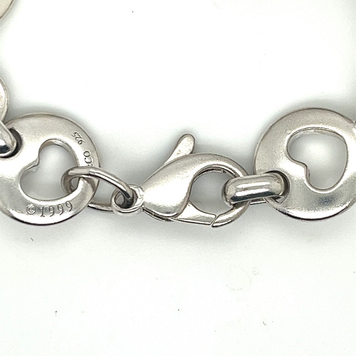 Tiffany & Co. Vintage Heart Stencil Sterling Silver Link Bracelet Pre