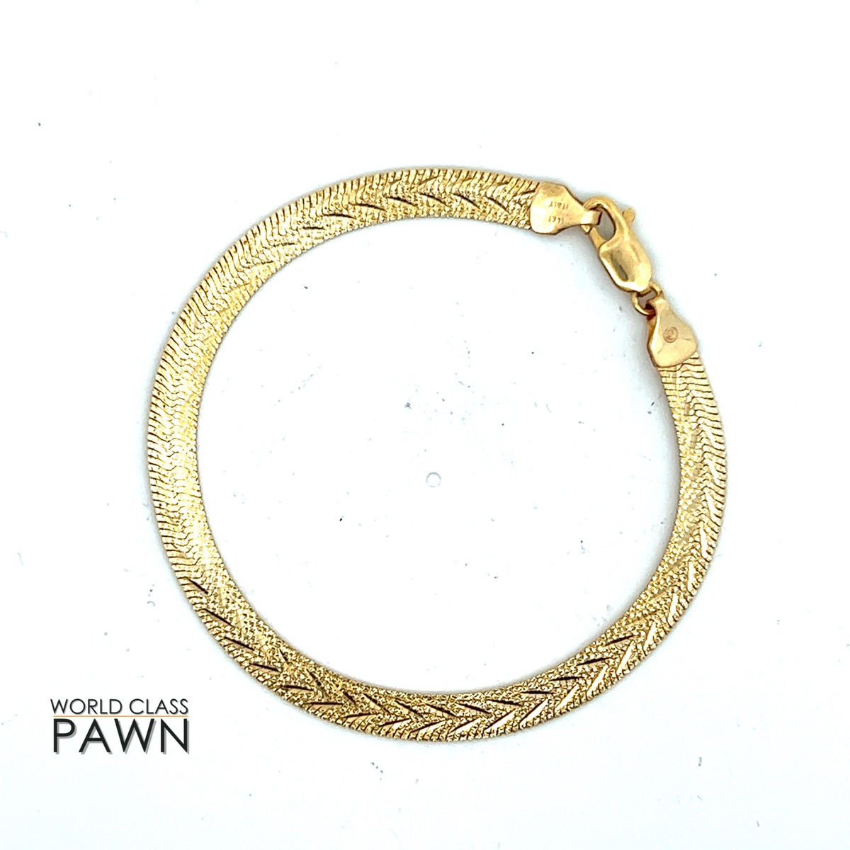 14k Yellow Gold 7 Herringbone Bracelet 5mm Wide With Aligator Clasp 48 Grams Pre Owned Buya 2860