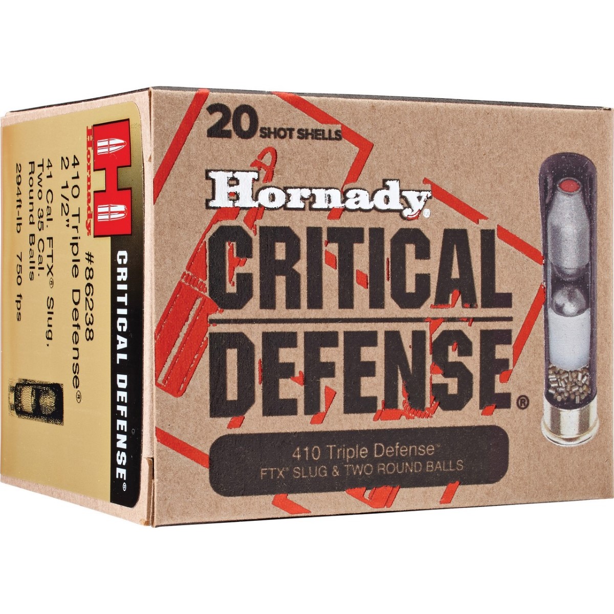 HORNADY CRITICAL DEFENSE .410 GA SLUG & 2 BALLS 20-ROUNDS 2.5