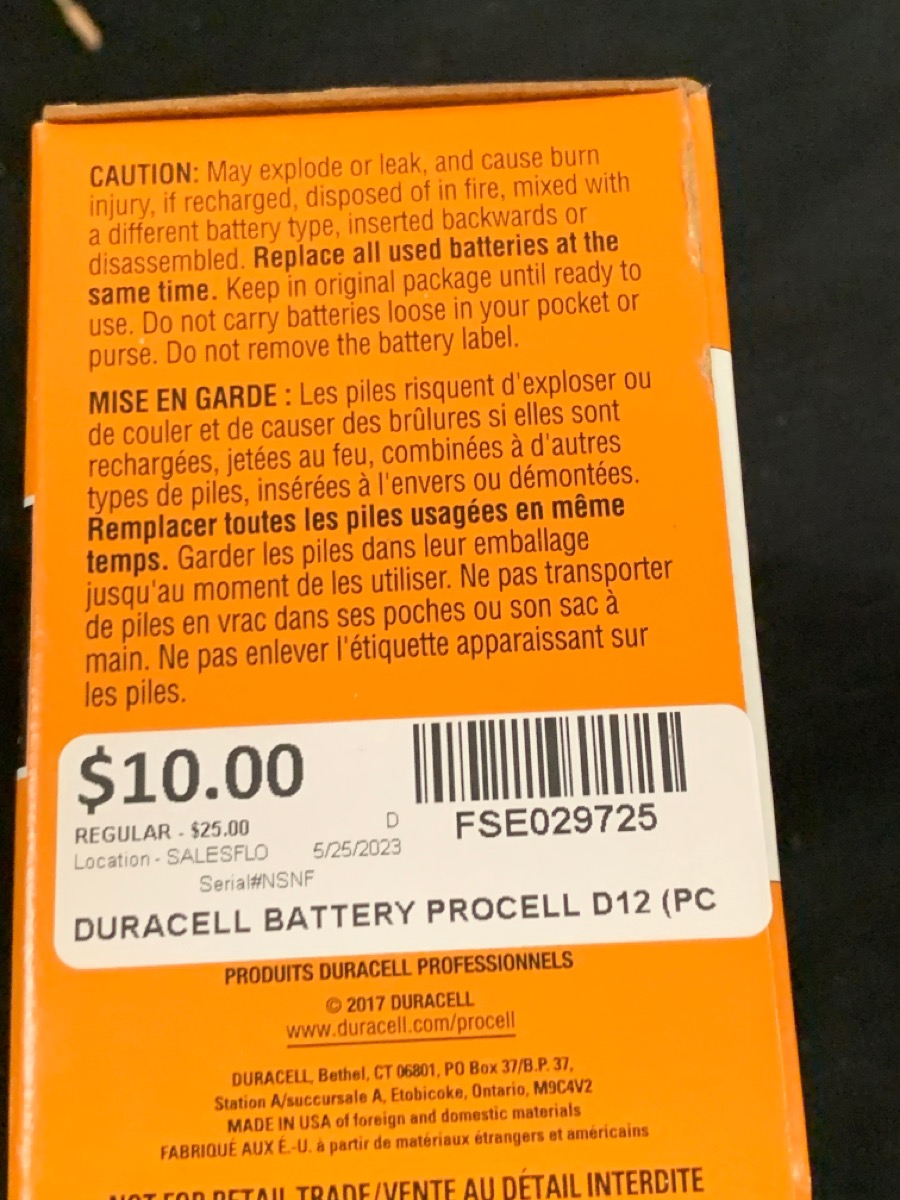 DURACELL PROCELL D12 (PC1300) Like New Buya
