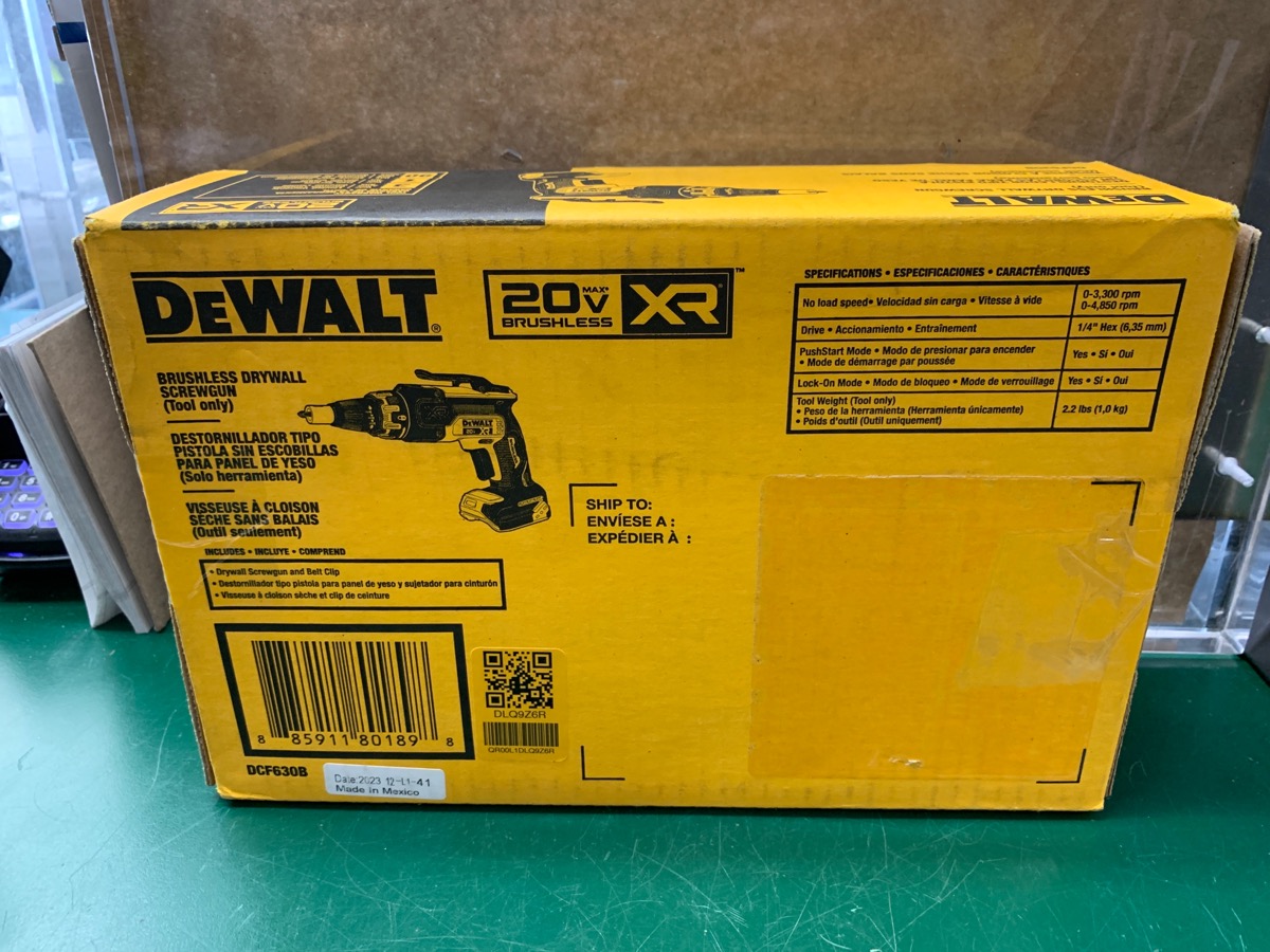 DeWalt DCF630B 20v XR Brushless Drywall Screwgun (Tool Only) Brand New ...