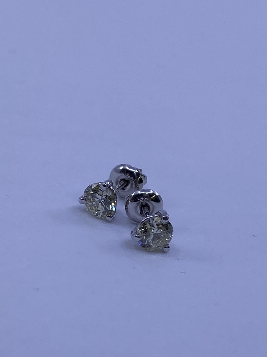 GoldDiamond Earrings 2 Diamonds 1.00 Carat T.W. 14K White Gold 0.6dwt