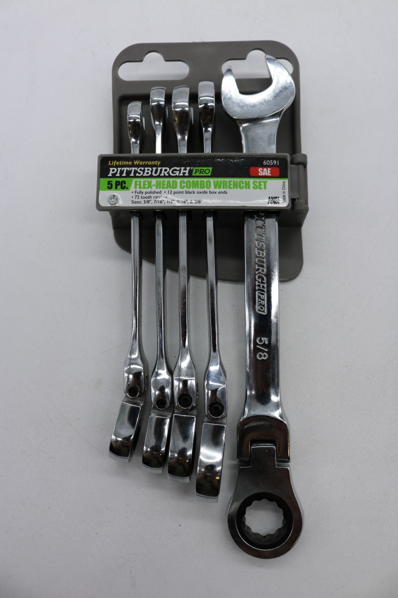 PITTSBURGH TOOLS 60591 5PC SAE FLEXHEAD COMBO WRENCH SET Brand New Buya
