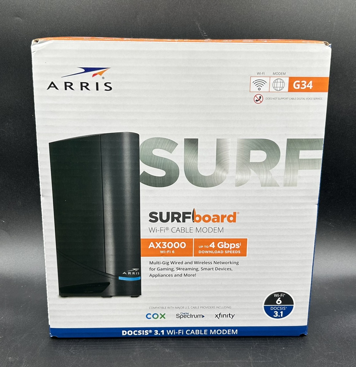 ARRIS SURFBOARD G34 DOCSIS 3.1 GIGABIT CABLE MODEM & WIFI 6 ROUTER