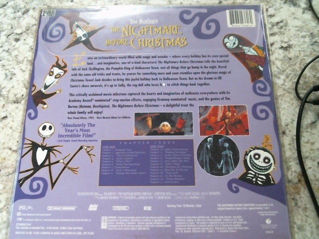 The Nightmare Before Christmas Letterbox Edition Laserdisc Tim Burton ...