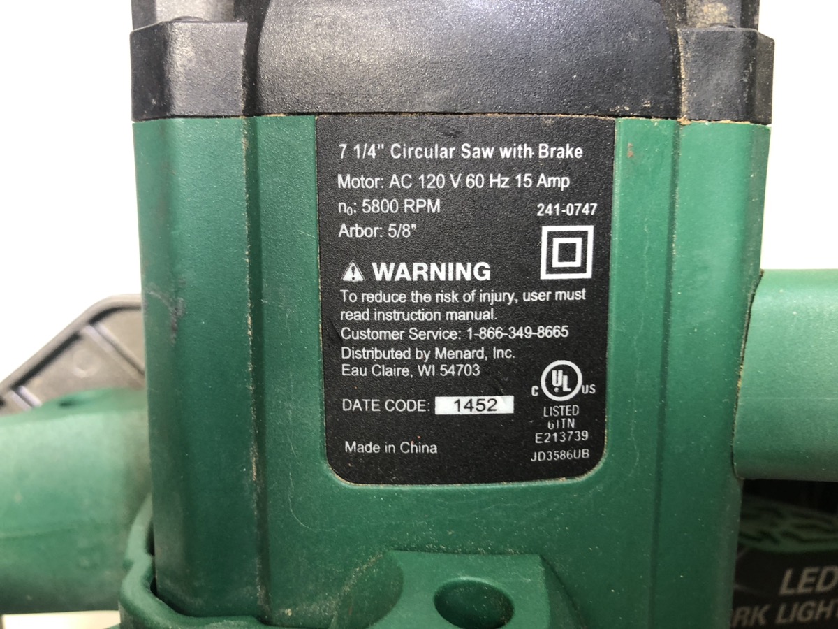 Masterforce 15Amp Corded 71/4" Circular Saw with Electric Brake Good