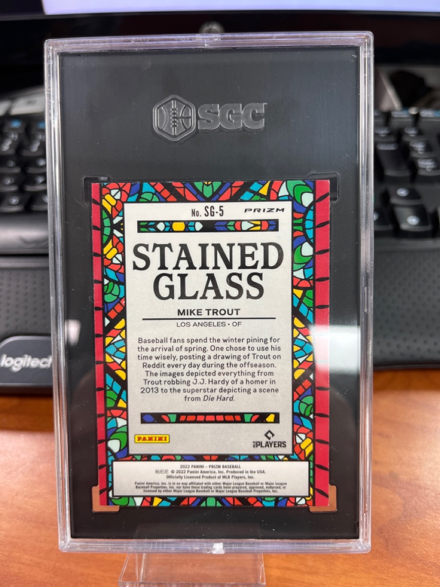 Mike Trout 2022 Panini Prizm Stained Glass Blue SGC 10 Very Good Buya